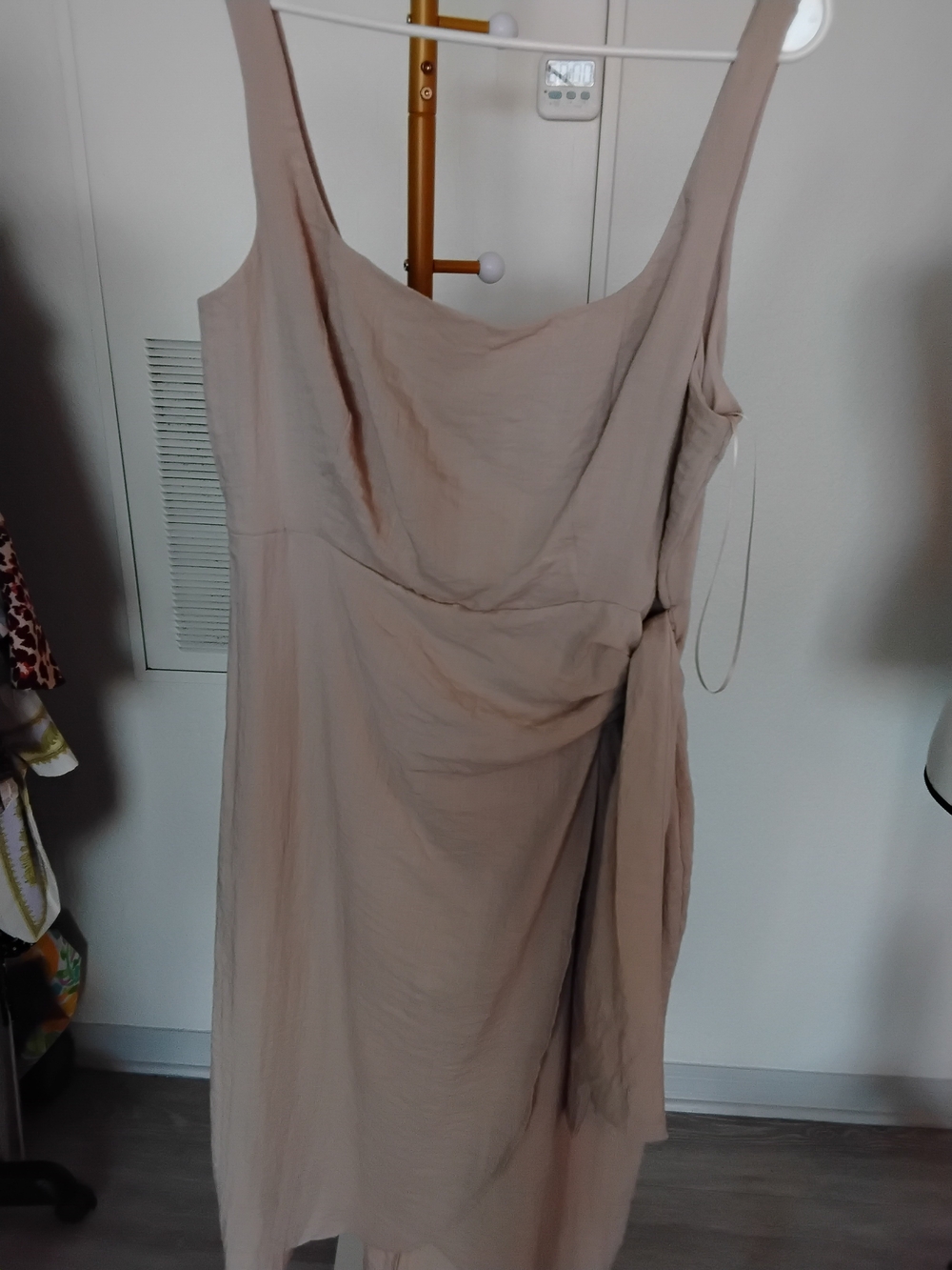 Sam Edelman Taupe Sleeveless Midi Dress with Side Tie